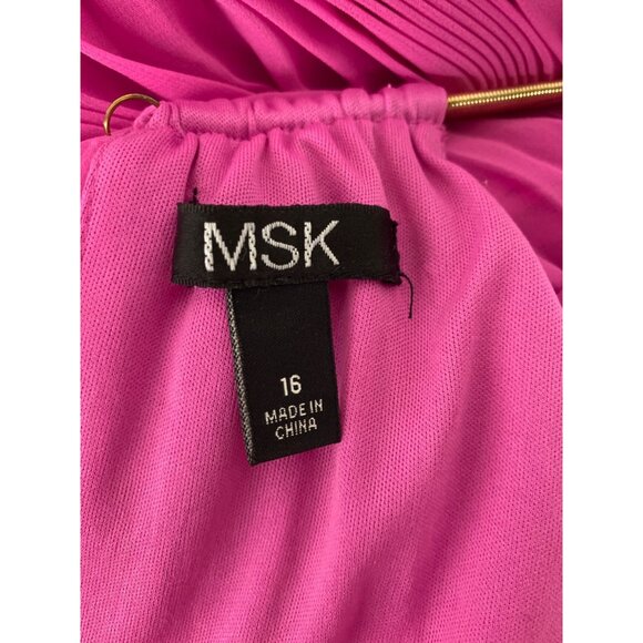 MSK Womens Pleated Halter Maxi Dress Pink Size 16 - Picture 9 of 9